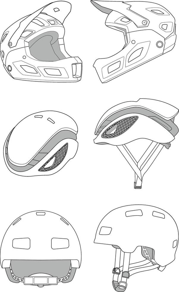 Technical Drawing of a bicycle helmet vector