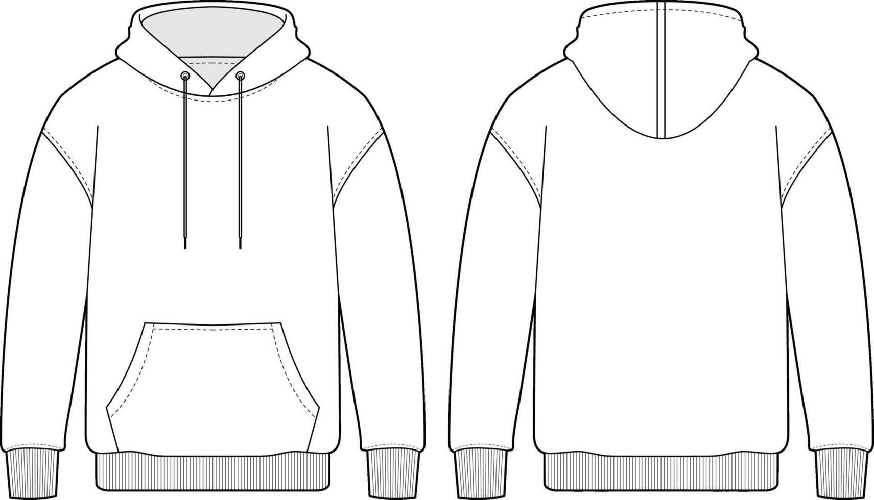 Mockup Zip Up Hoodie line art vector