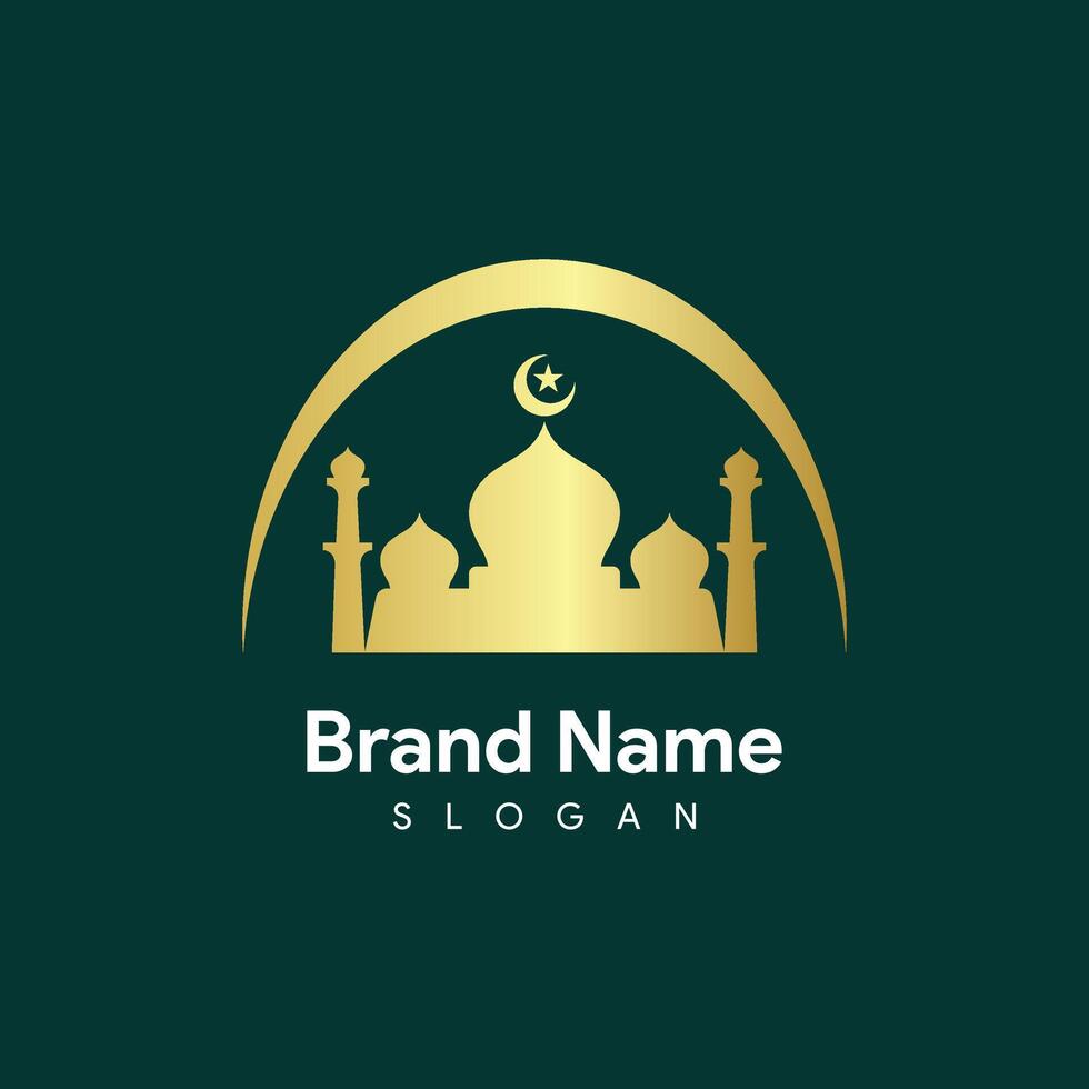 Logo Mosque Islamic gold vector