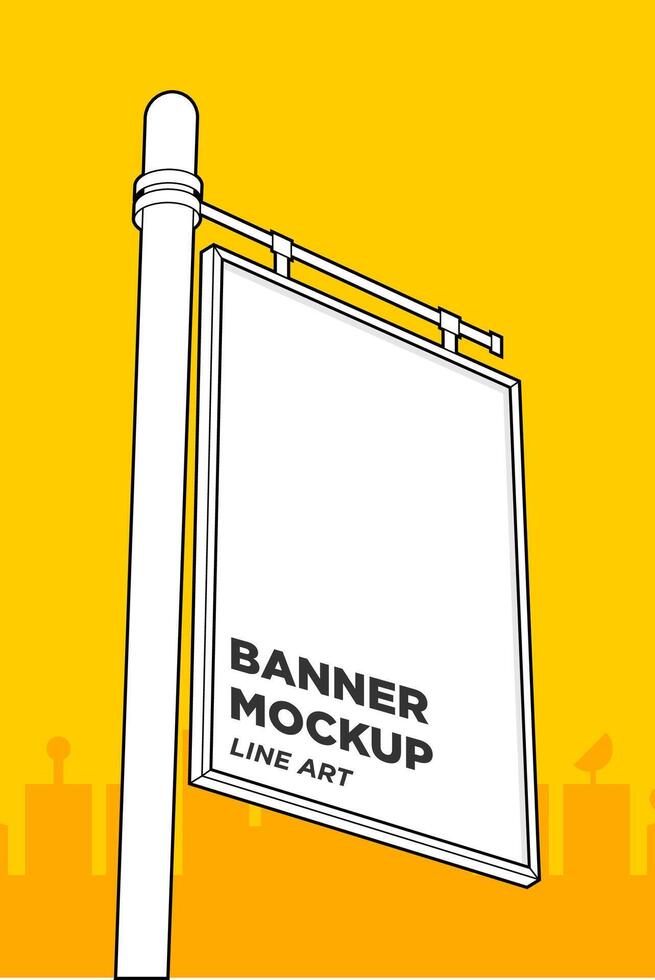 MOCKUP BILBOARD LINE ART VERTICAL vector