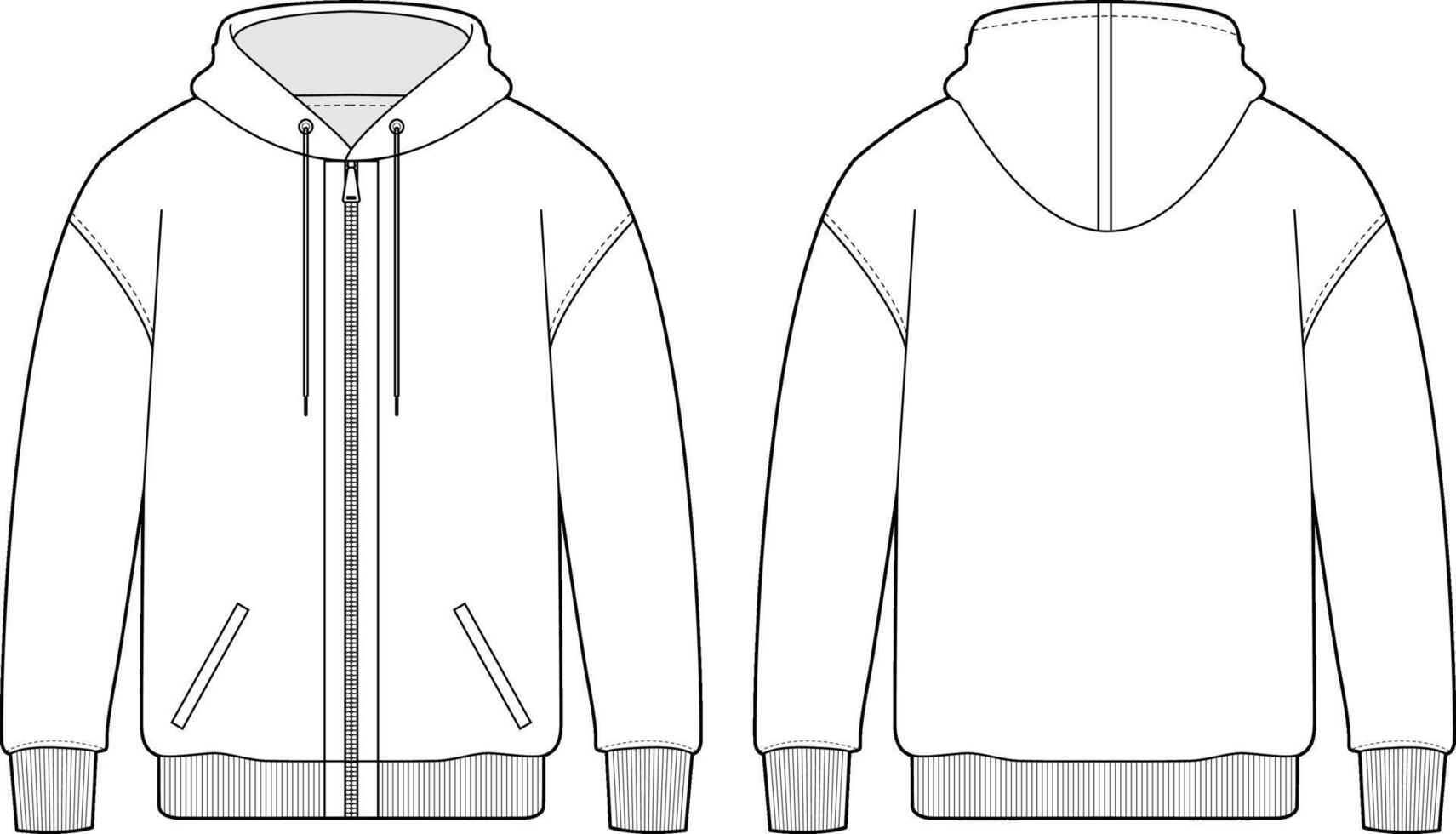 Mockup Zip Up Hoodie line art vector