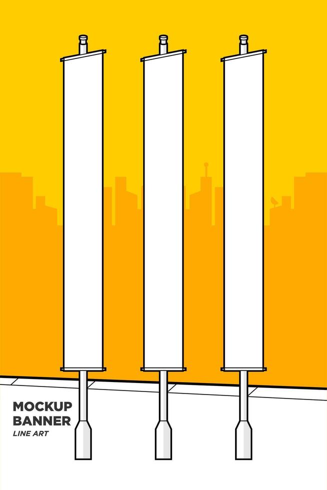 Mockup 3 Vertical Banner Line art vector