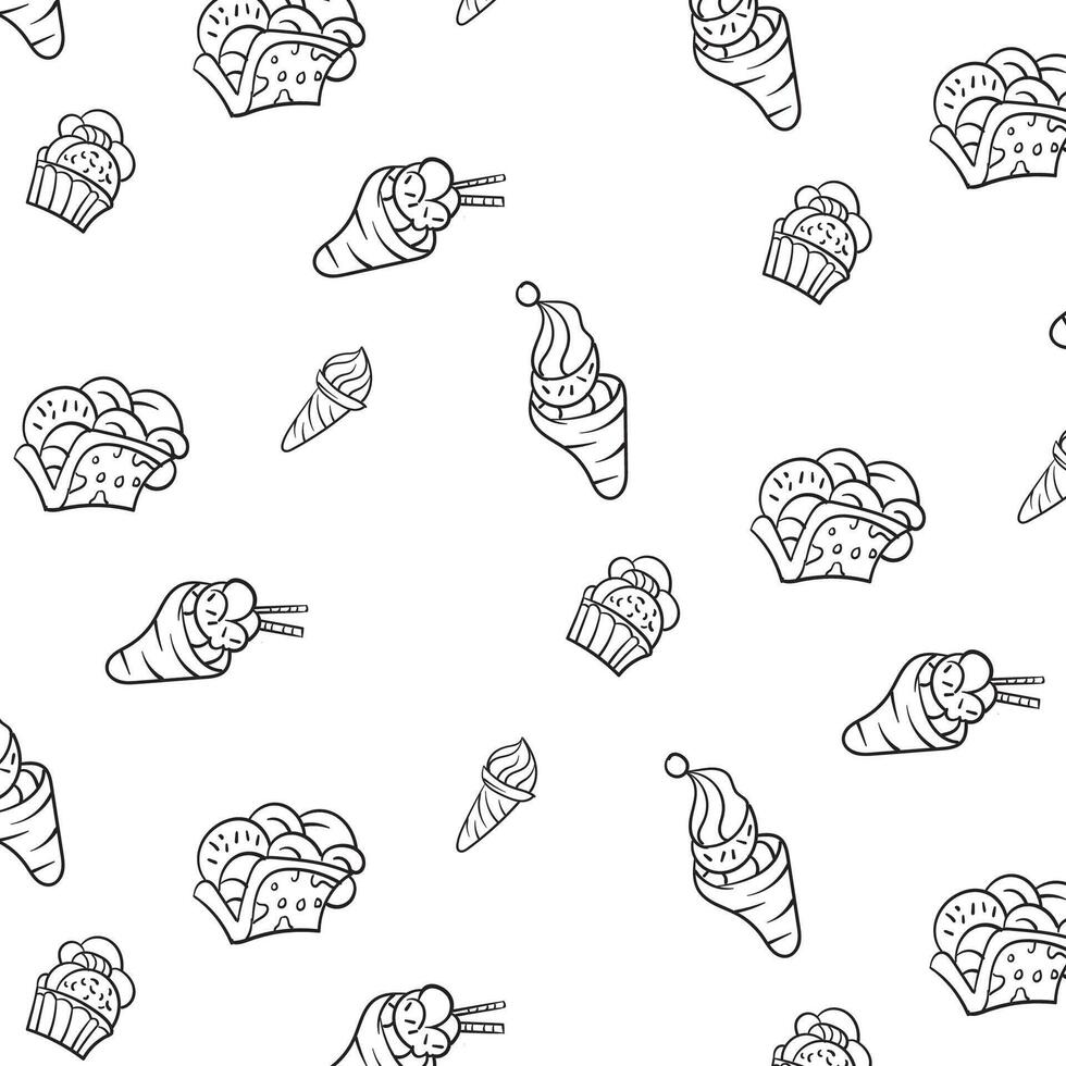 Ice cream pattern. Cute hand drawn ice cream background. vector