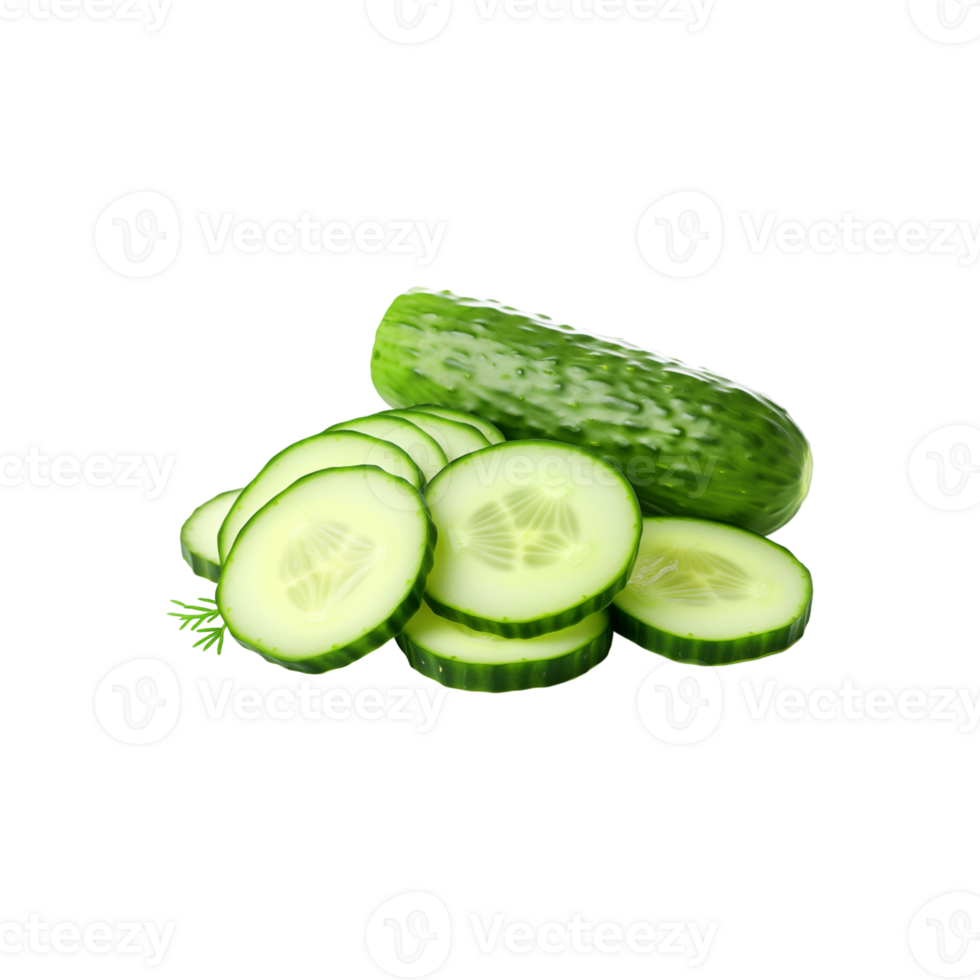 Cucumber slices neatly arranged on a clean transparent background, showcasing their vibrant green color and fresh texture. png