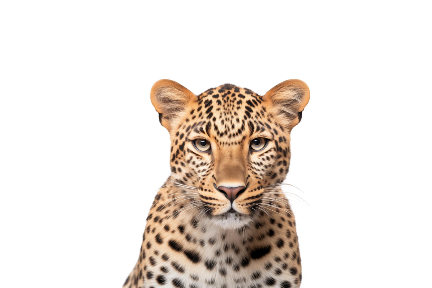 A leopard stands poised against a stark transparent background, showcasing its distinctive spots and elegant form. png