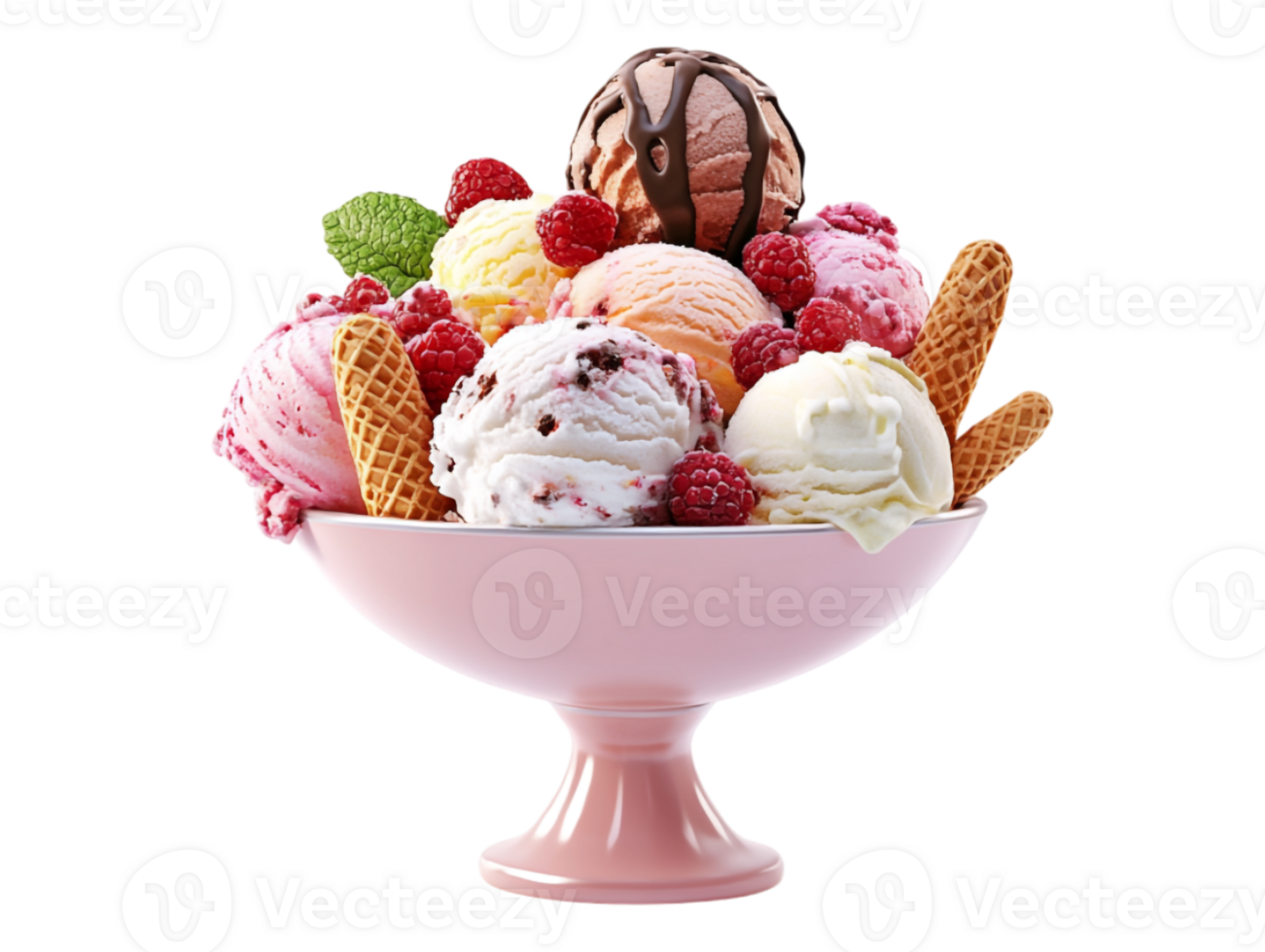 An ice cream bowl filled with different flavors png