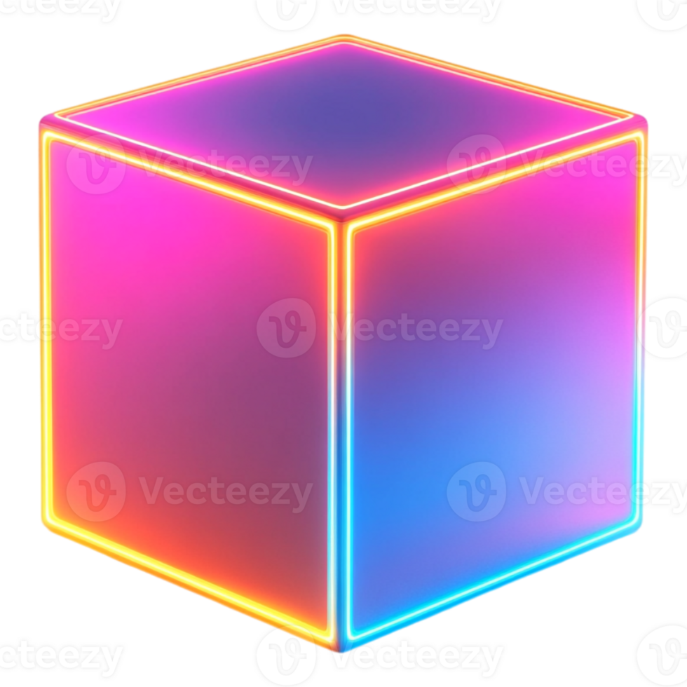 A cube with neon lights on it png