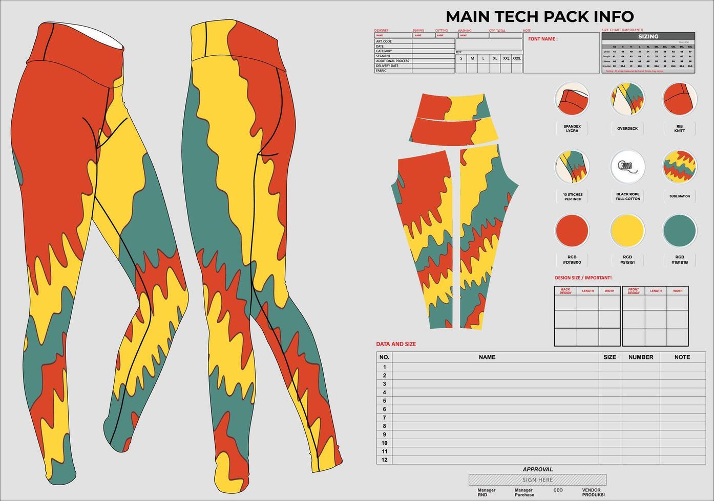 yoga legging sublimation jersey template vector