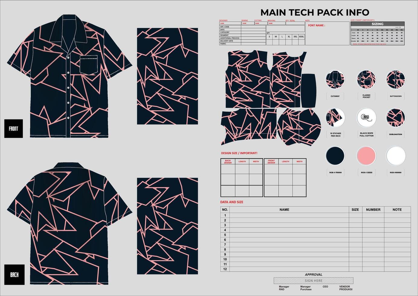 button shirt sublimation print template vector