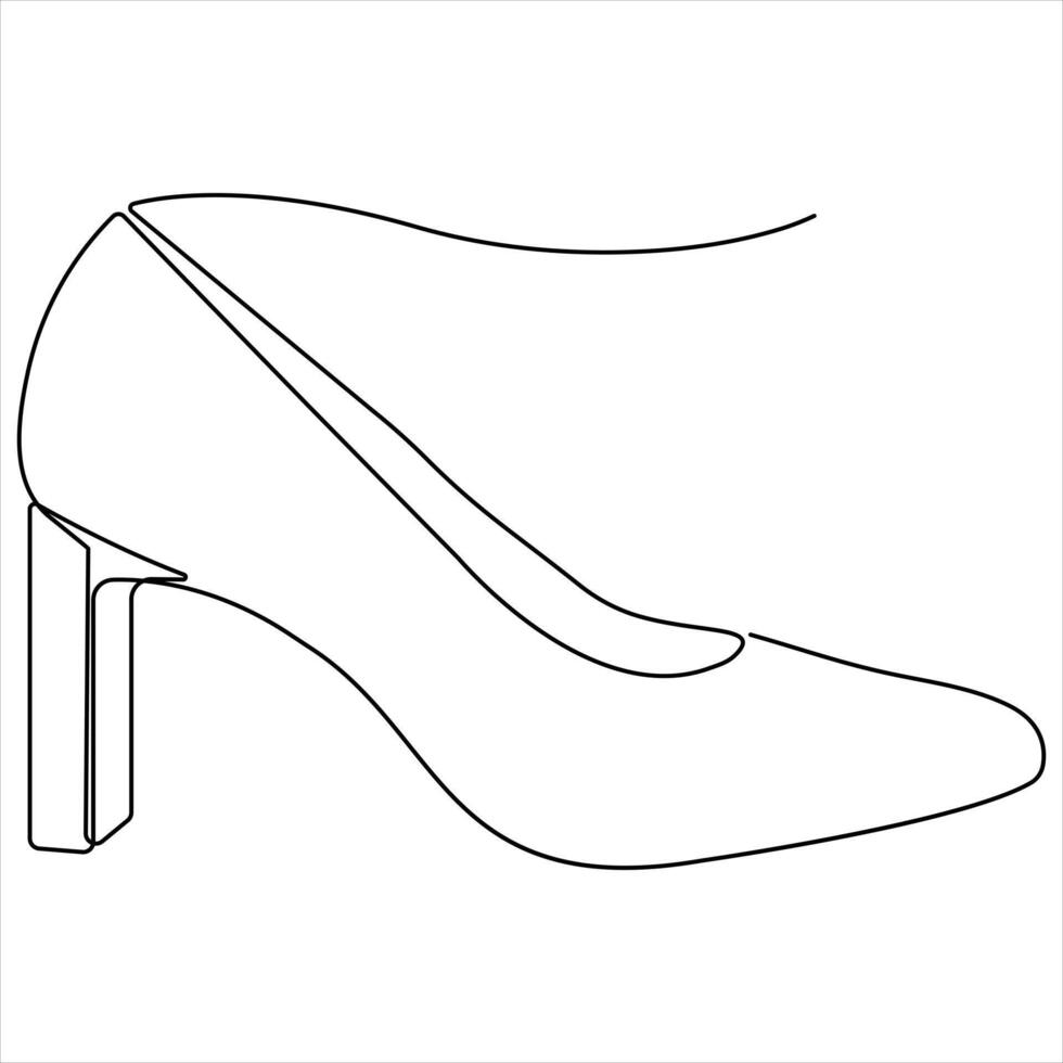 Single line art continuous drawing of beautiful woman high heels for fashion outline design line art vector