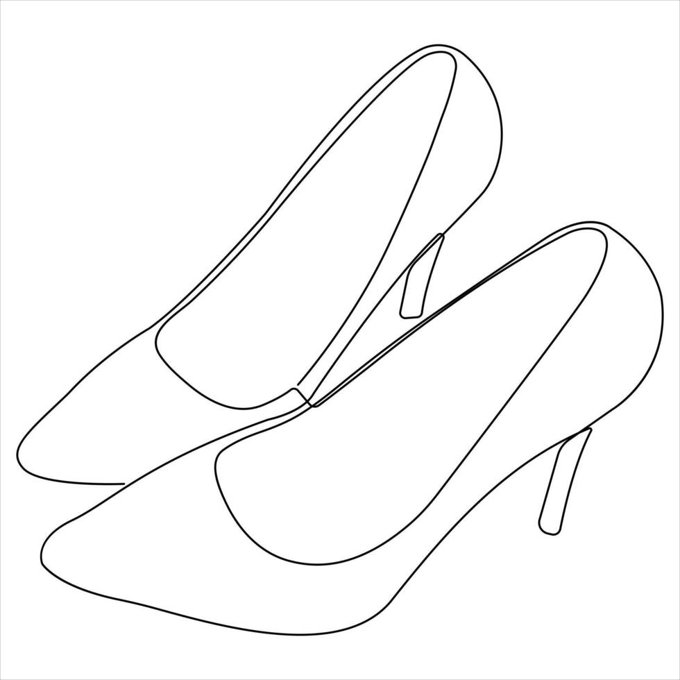 Single line continuous drawing of beautiful woman high heels for fashion outline design line art illustration vector
