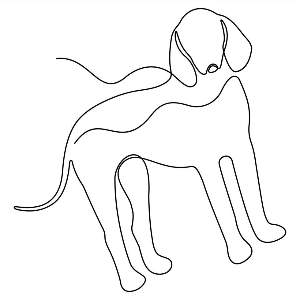 Single line art drawing dog continuous line illustration vector