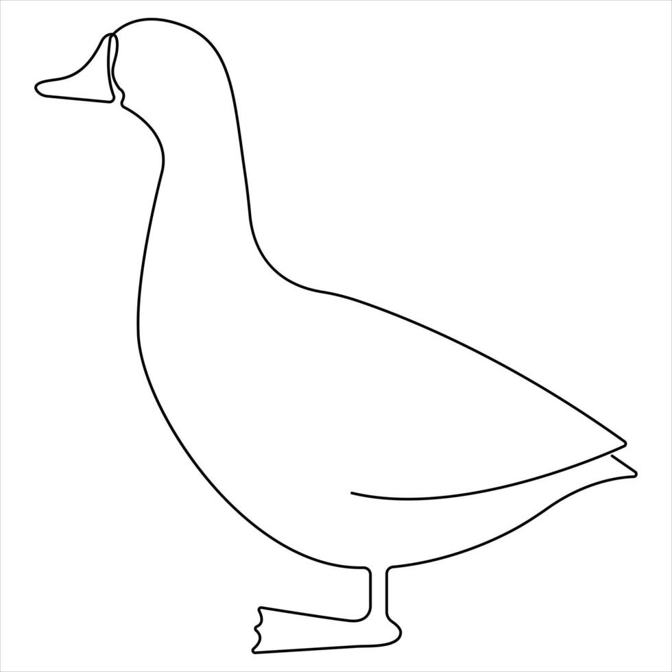 Continuous single line drawing of pet animal duck concept single line draw style vector
