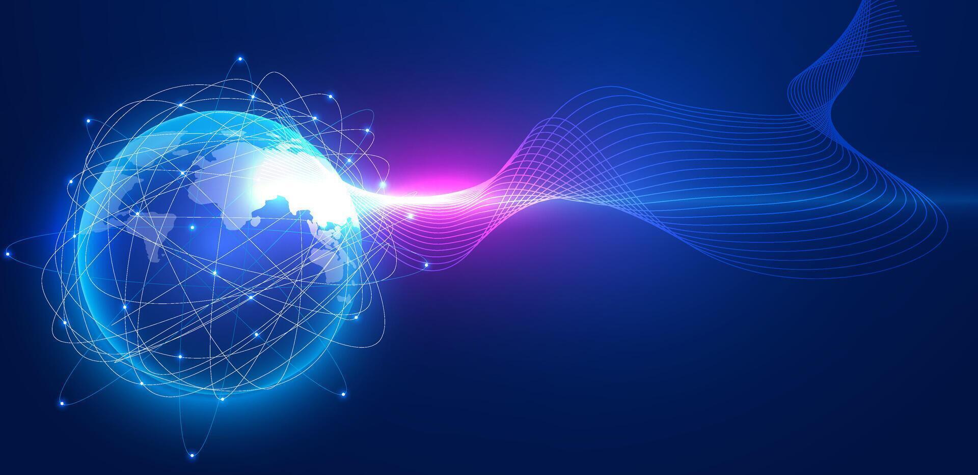 Futuristic planet or map of word cyberspace technology background editable vector