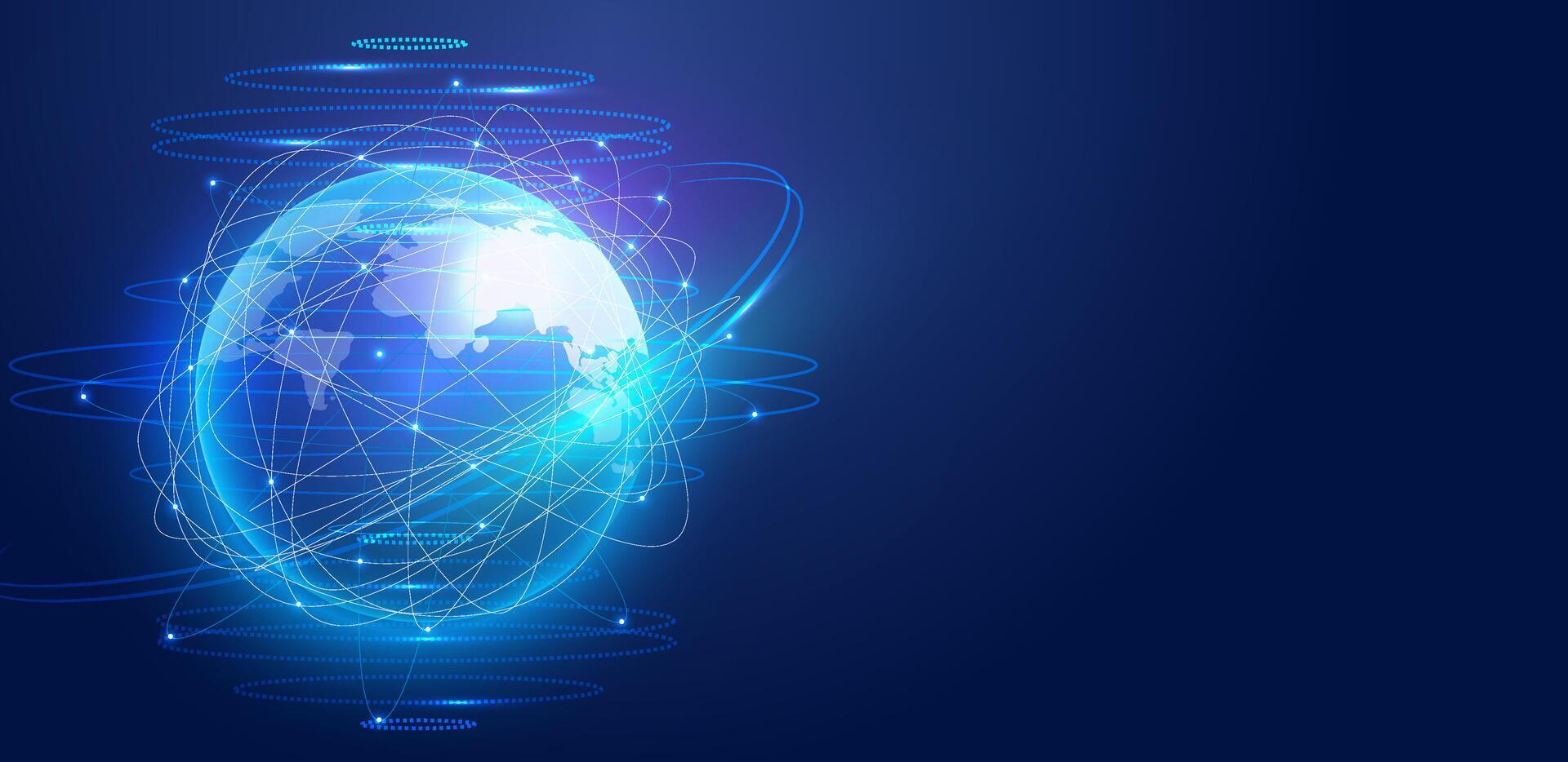 Futuristic planet or map of word cyberspace technology background editable vector