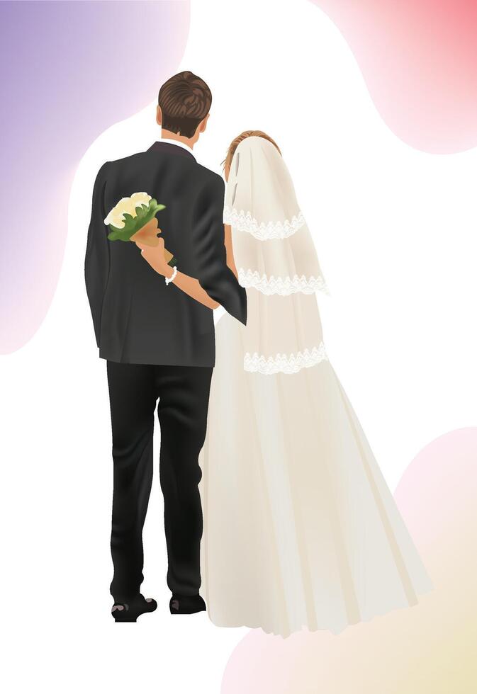 Wedding bride groom Illustrator vector