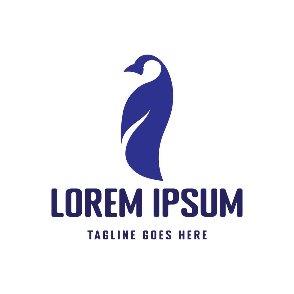 Simple Minimalist Ice Snow Standing Walking Penguin Logo Design vector
