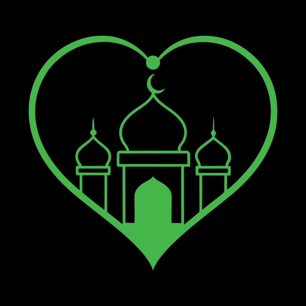 Heart Symbol with Mosque Art vector