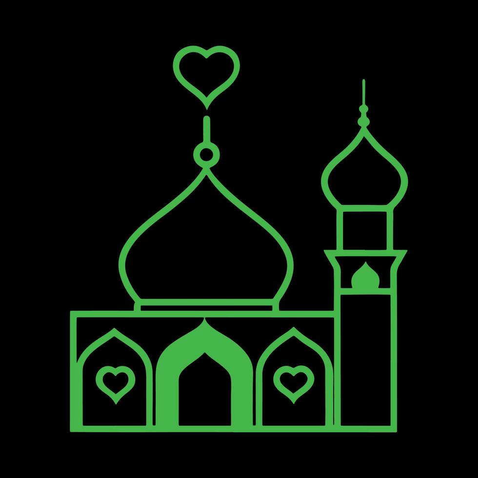 Beautiful Love Sign with Mosque vector