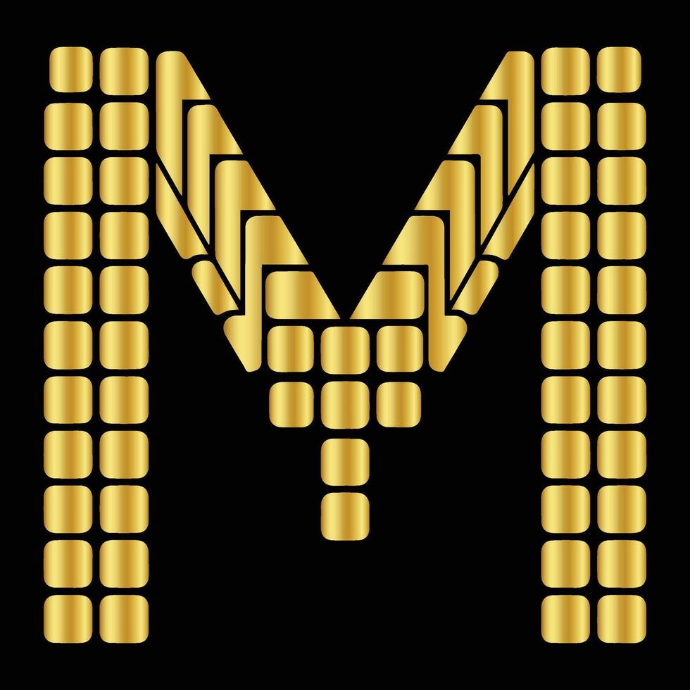 M Alphabet logo style design art vector