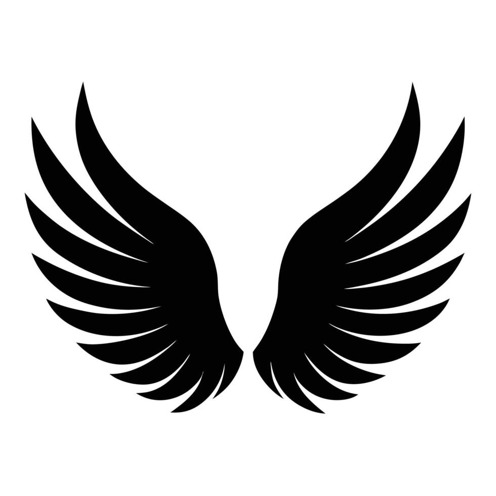 a black and white silhouette of an angel wing vector