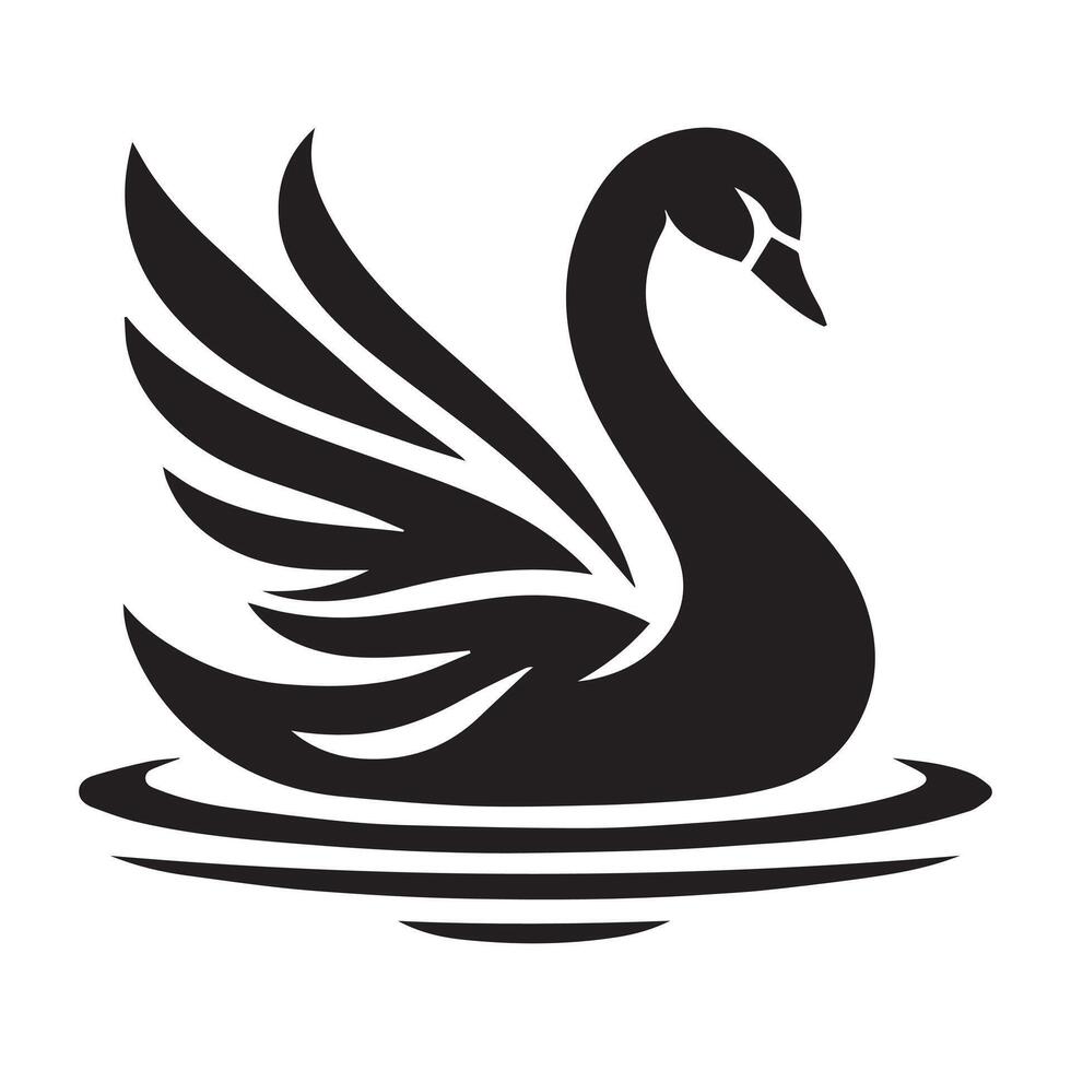 a black swan on a white background vector