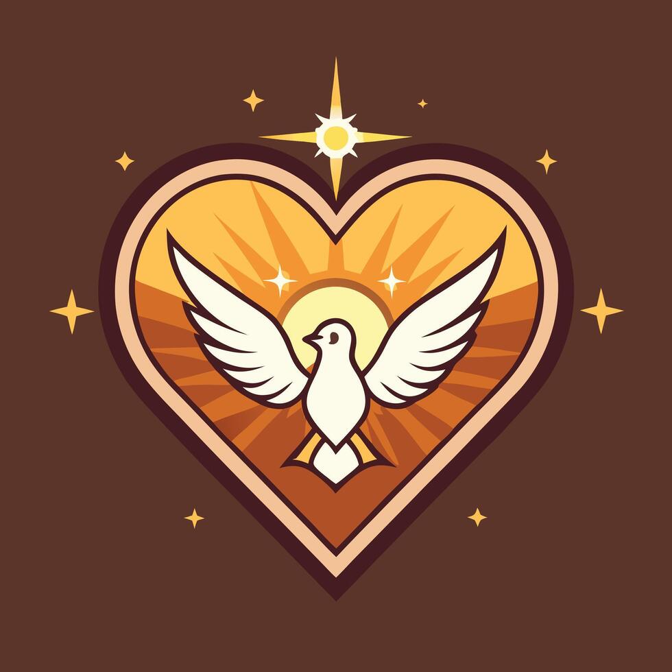 a heart with a dove in it vector