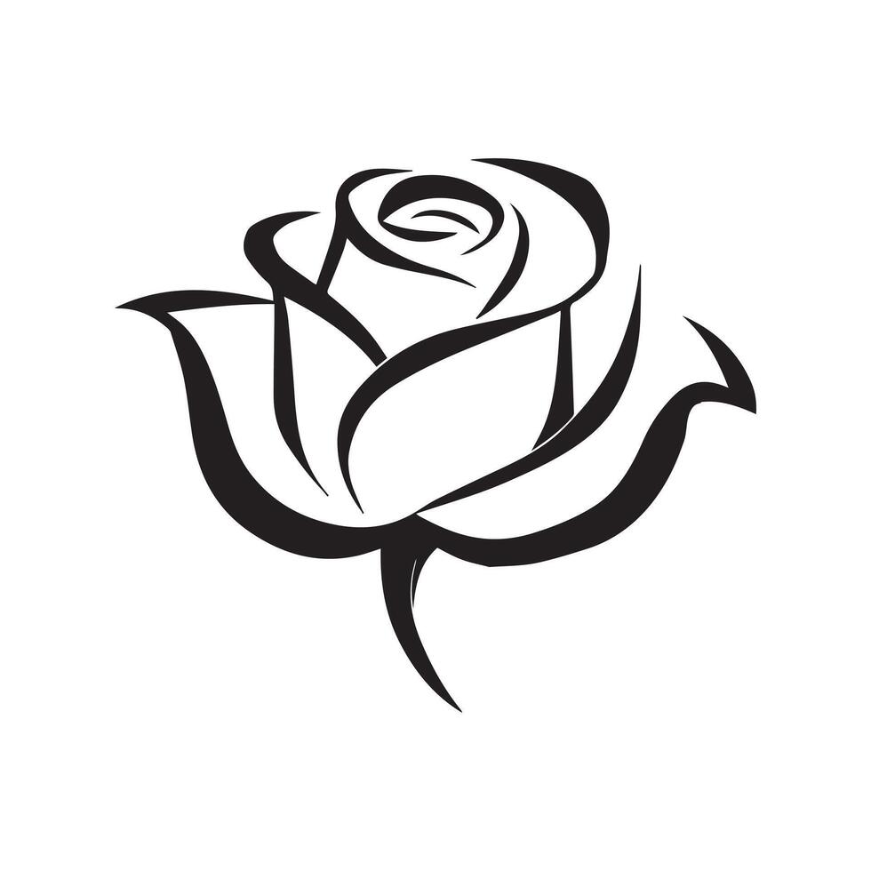 a black and white rose on a white background vector