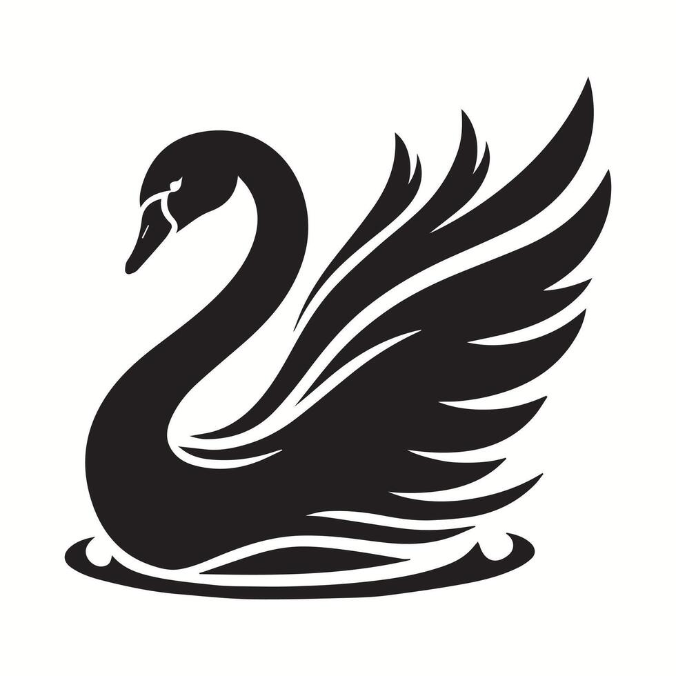 beautiful black swan on a white background vector