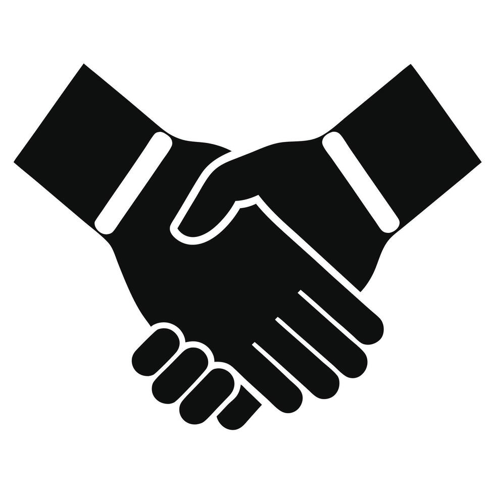 handshake icon, black and white illustration vector