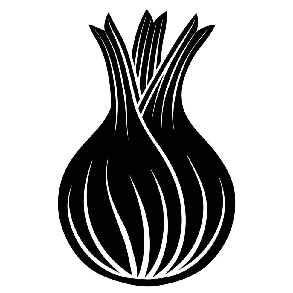 an onion is shown in a black and white illustration vector