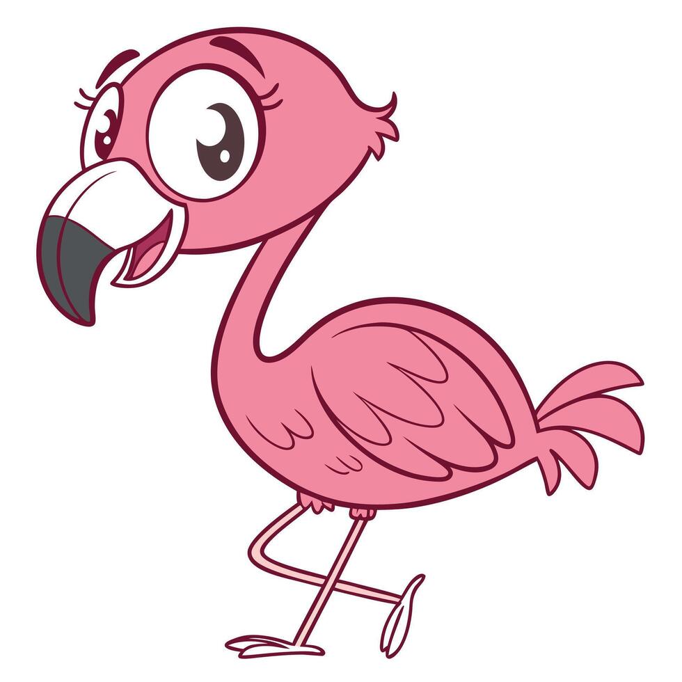 a cartoon flamingo with a big beak and a big eye vector