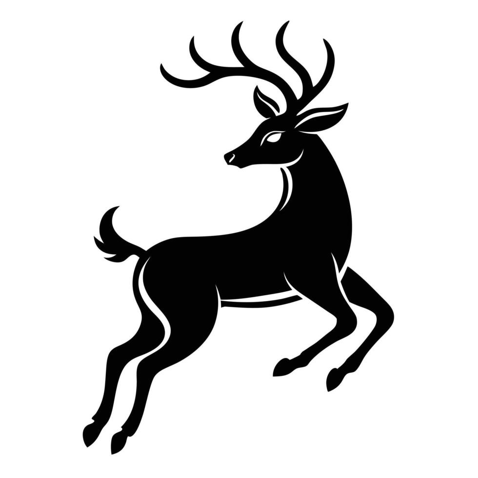 a black and white silhouette of a deer vector