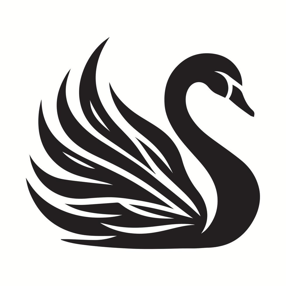 a black swan on a white background vector