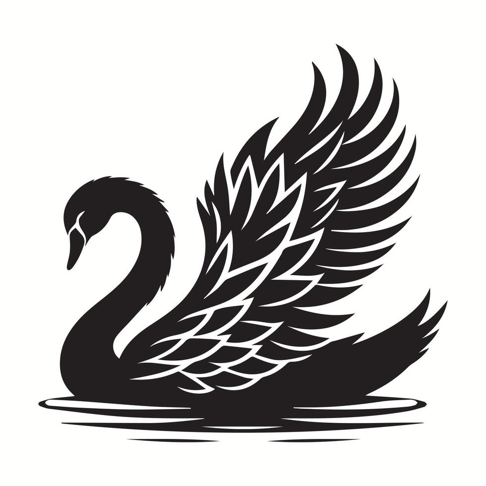 black swan silhouette on white background vector