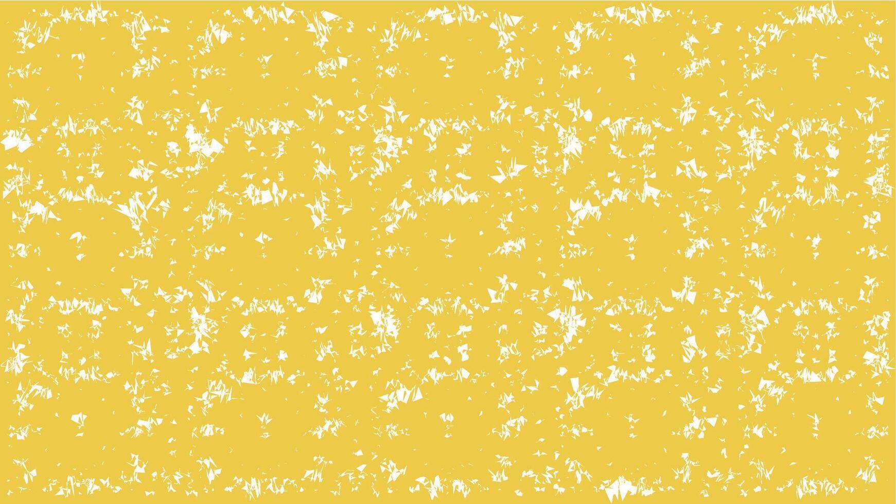 Bright yellow textured background. Randomly distributed white abstract geometric shapes. Creates a grunge or vintage effect. Abstract and dynamic design. High-energy, textured effect. vector