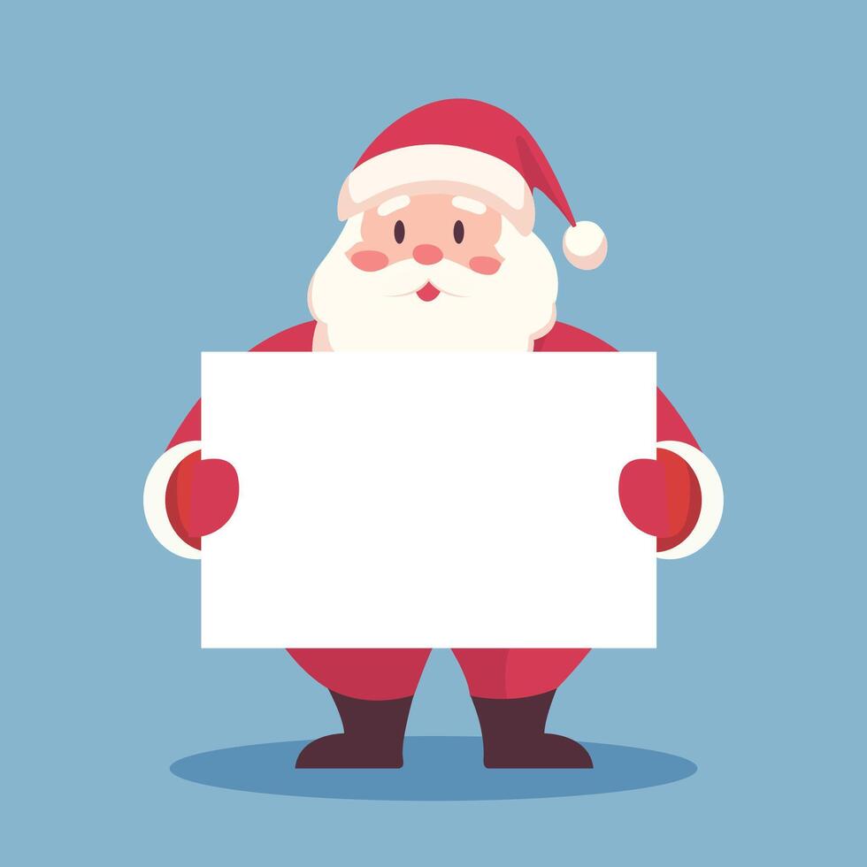 Santa claus holding a white blank paper vector