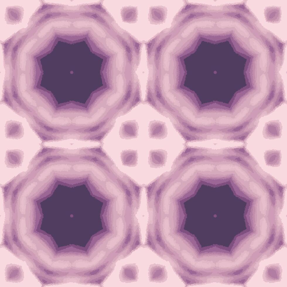 Symmetrical elegant kaleidoscope-like pattern. Dominated by soft purple hues. Calming and serene atmosphere. Repeating and mirrored geometric shapes. Octagons and squares form intricate design. vector