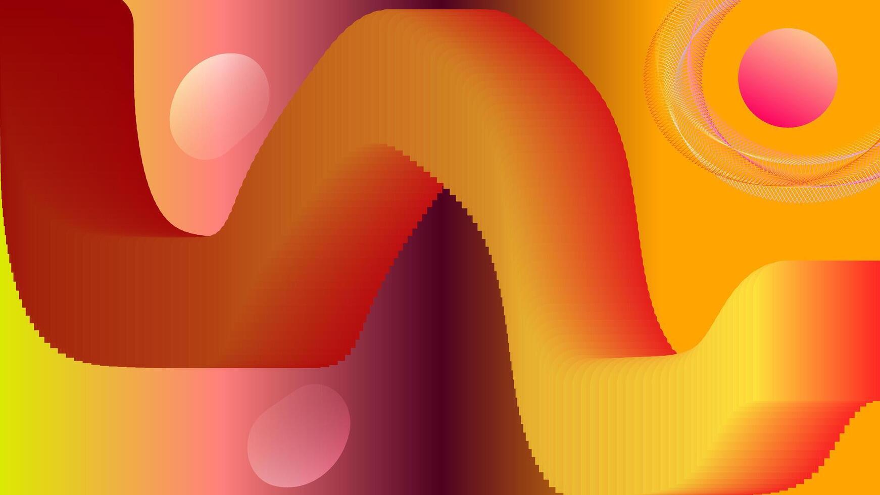 Abstract background with multiple colors and wavy orange object vector
