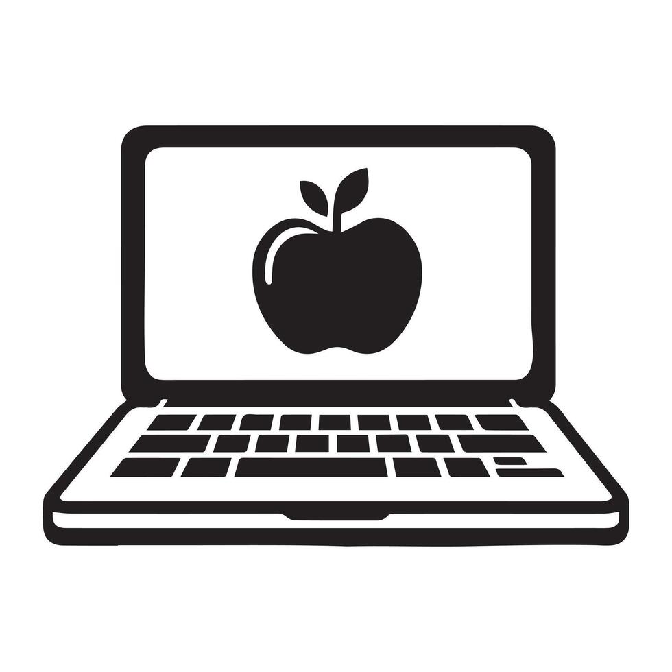 laptop computer with apple icon illustration vector
