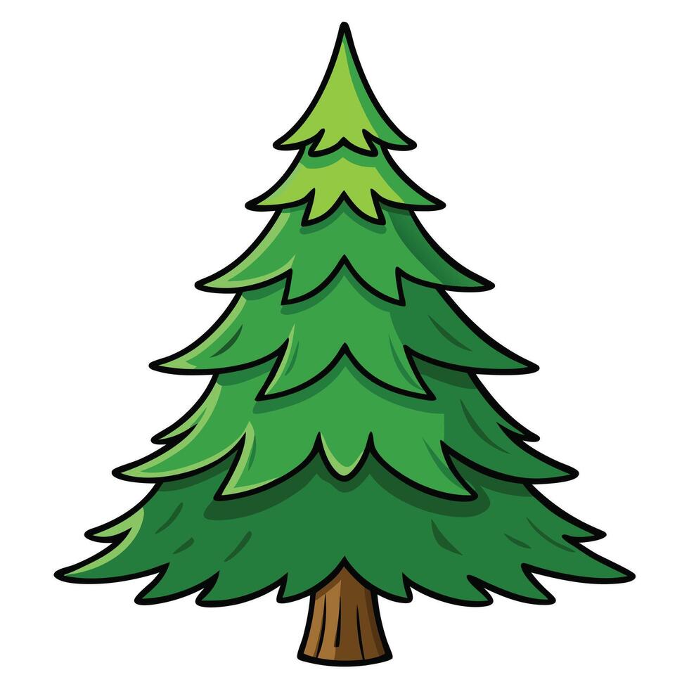 a cartoon pine tree on a white background vector