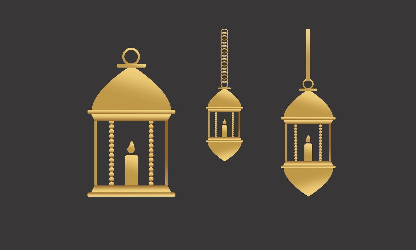 Set illustration of Arabic lantern ornament islamic vector