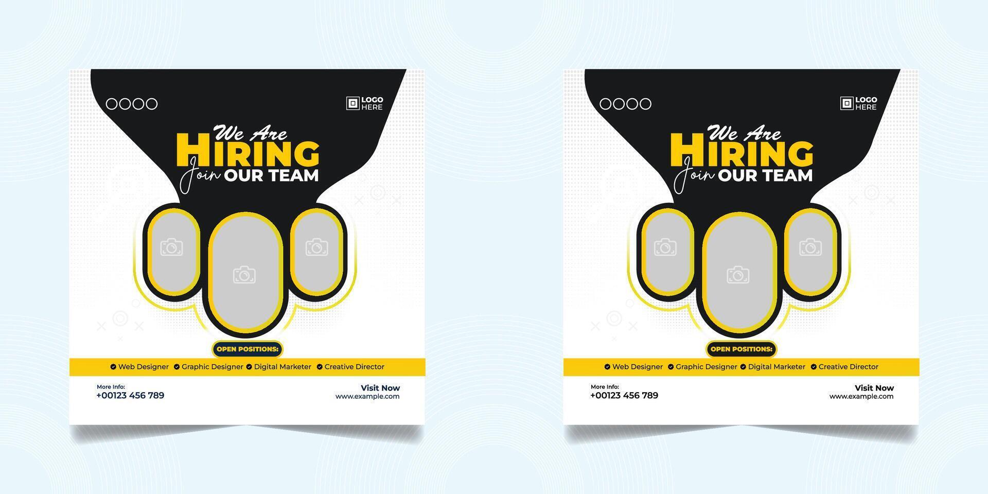 Square we are hiring social media post banner design template vector