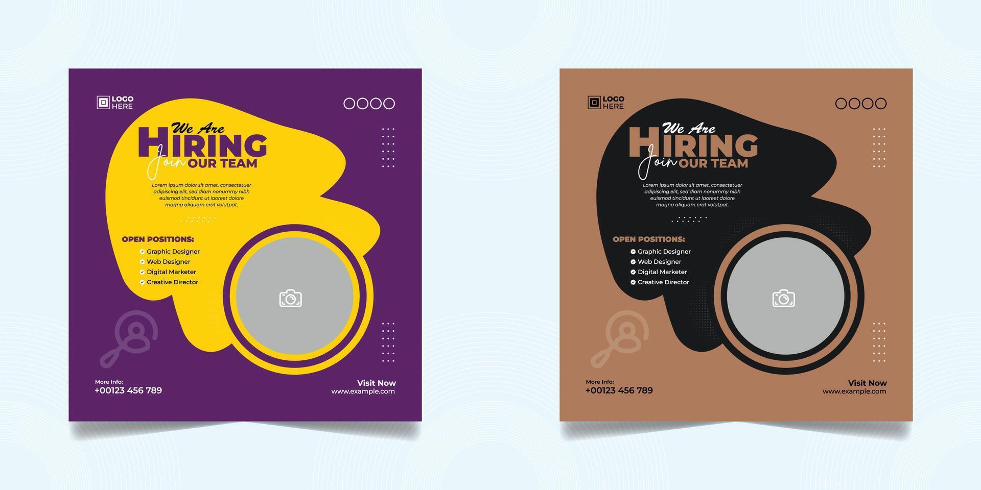 Social media post banner design template We are hiring square web banner design. vector