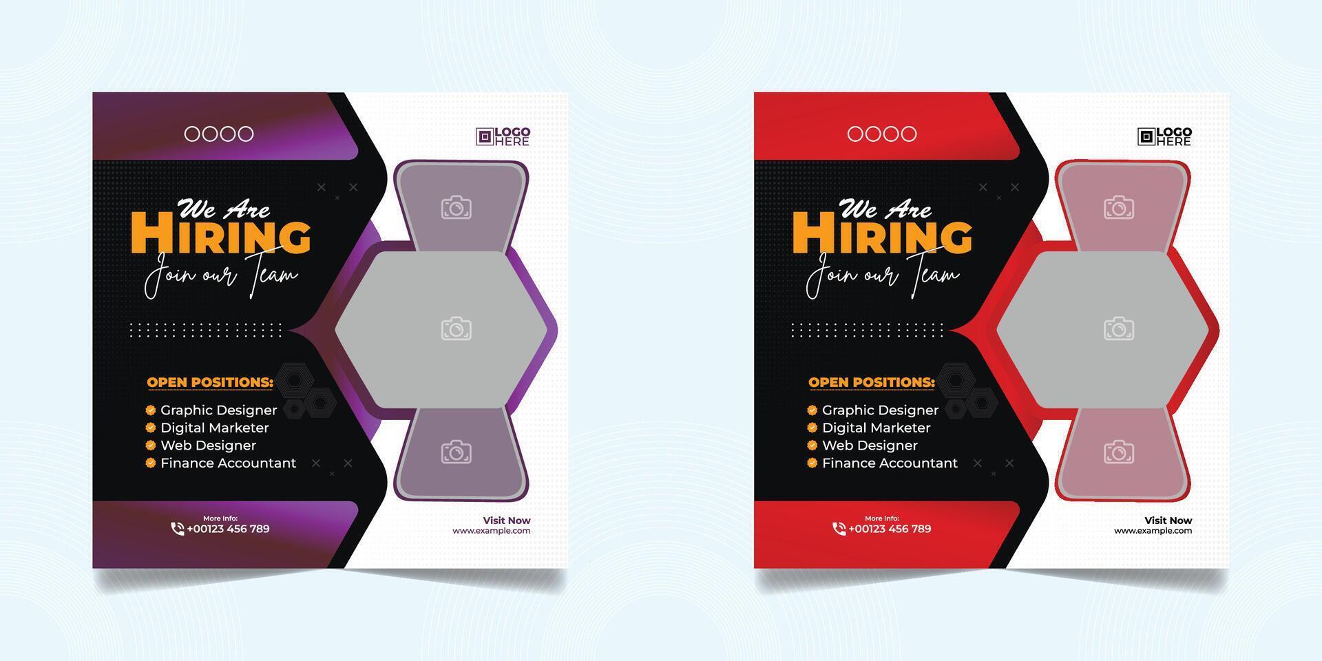 We are hiring social media post Creative two design template vector