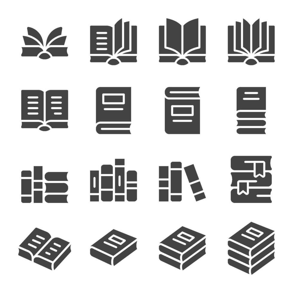 book solid icon set vector