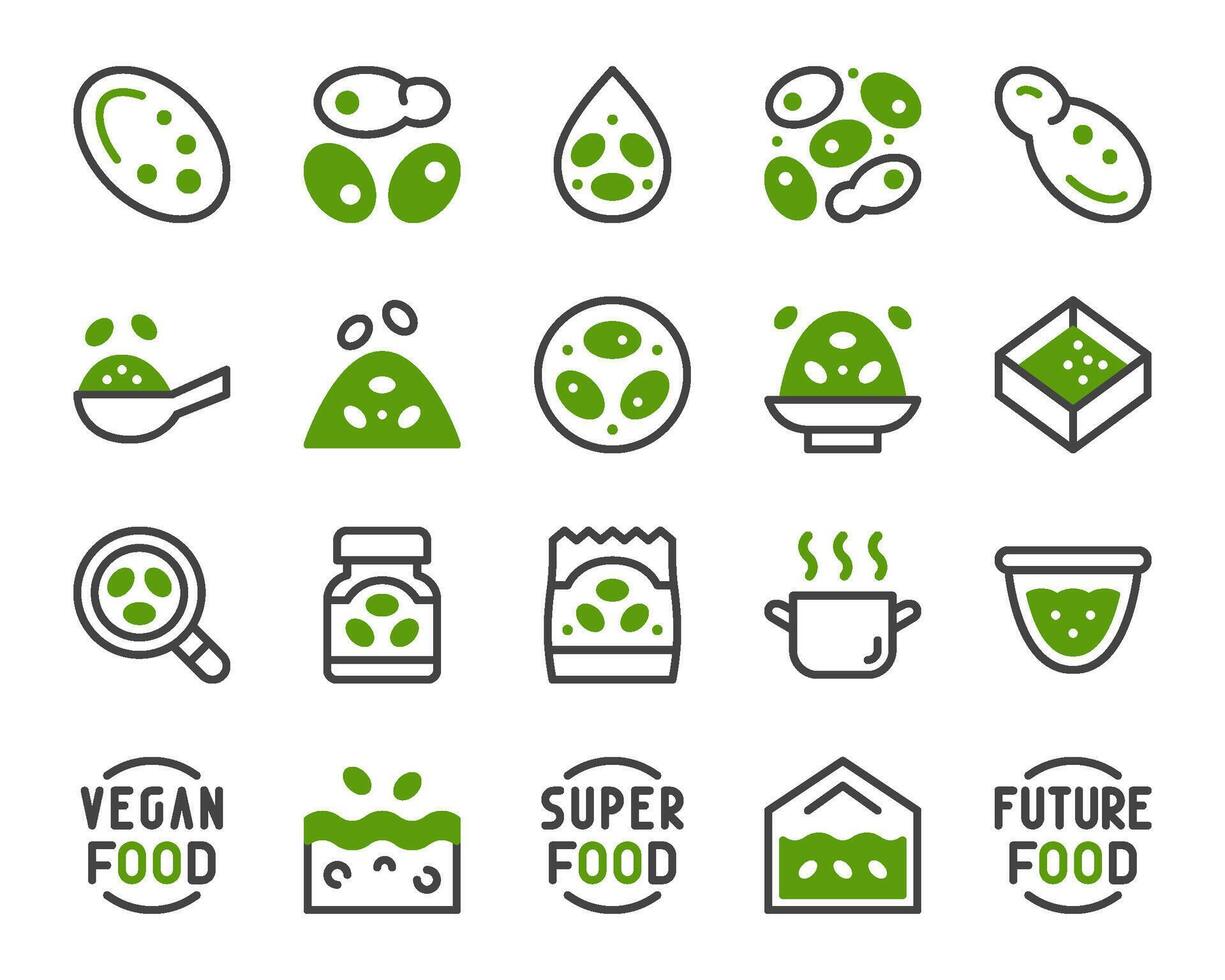 wolffia globosa two tone icon set vector