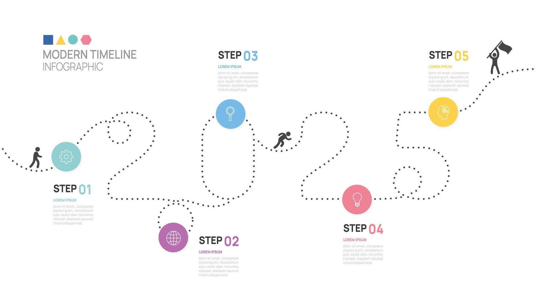 ladder Business Infographic 5 steps timeline journey to success growth template. 2025 line process diagram. illustration. vector