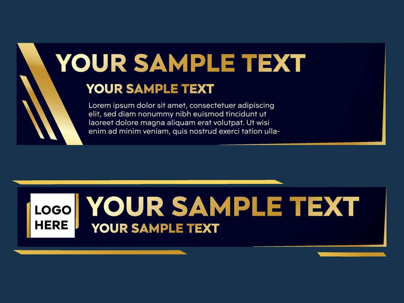 Two banners with gold and black text vector