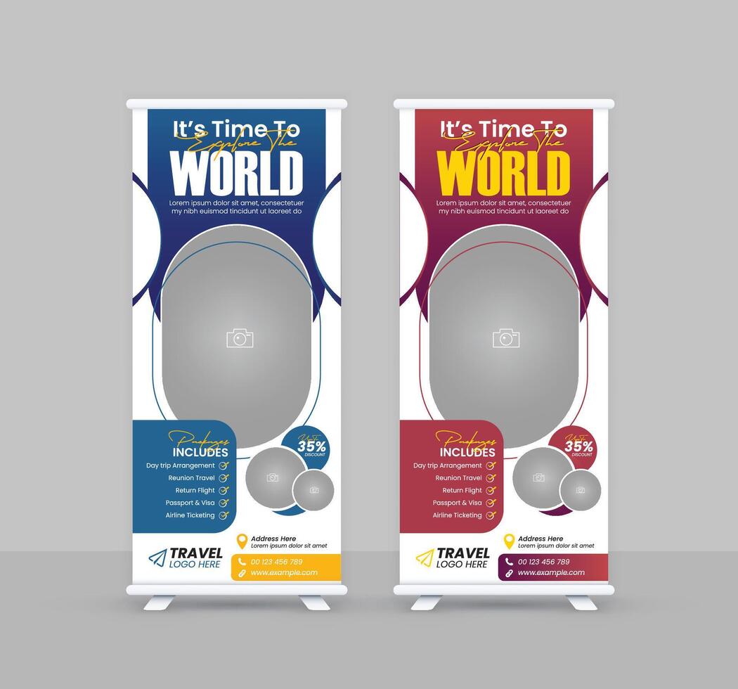 travel business rollup stand banner template vector